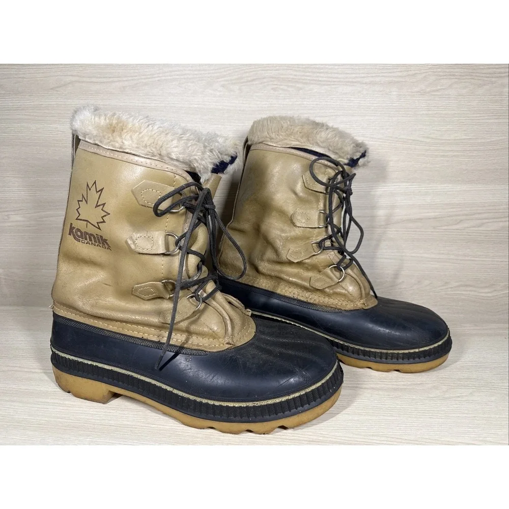 KAMIK CANADA Winter Snow‎ Boots STEEL SHANK Men's Sz.11 Wool Liner Lace-Up